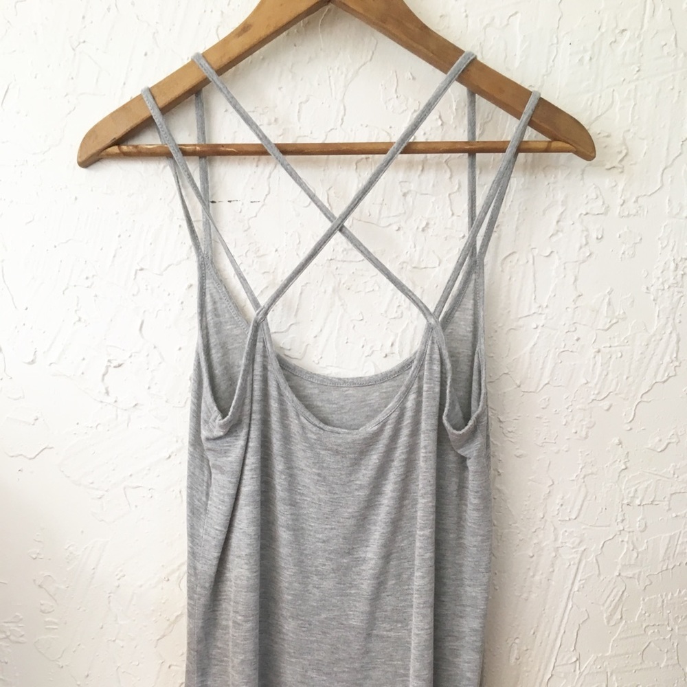 Gray Strappy Tank Top